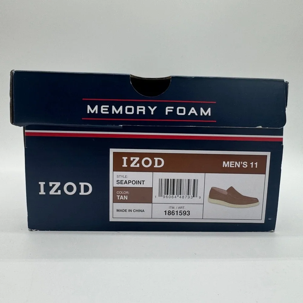 IZOD Seapoint Men's 11 Tan Memory Foam Slip On Loafers Casual Comfort Shoes NIB‎